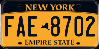 NY license plate FAE8702