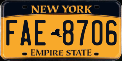 NY license plate FAE8706