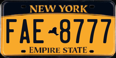 NY license plate FAE8777