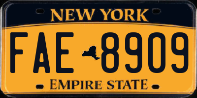 NY license plate FAE8909