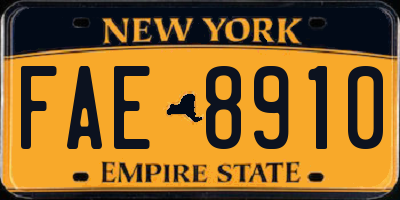 NY license plate FAE8910