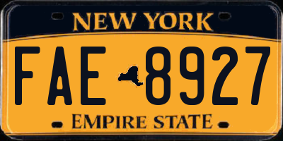 NY license plate FAE8927