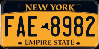 NY license plate FAE8982