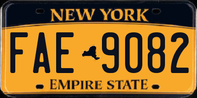 NY license plate FAE9082