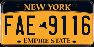 NY license plate FAE9116