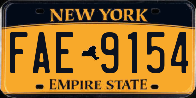 NY license plate FAE9154