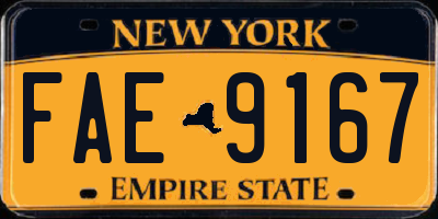 NY license plate FAE9167