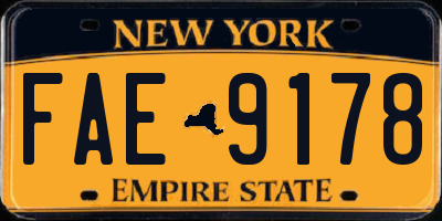 NY license plate FAE9178