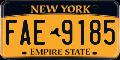 NY license plate FAE9185