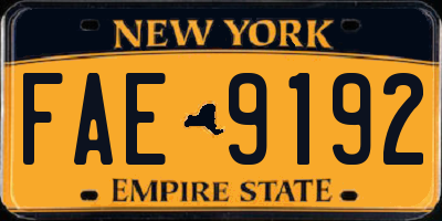 NY license plate FAE9192