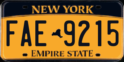 NY license plate FAE9215