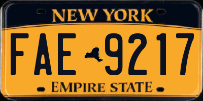 NY license plate FAE9217