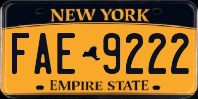 NY license plate FAE9222