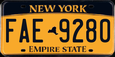 NY license plate FAE9280