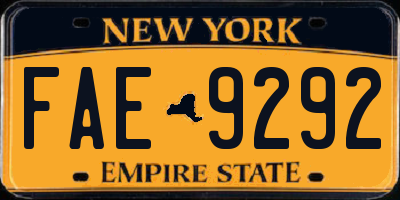NY license plate FAE9292