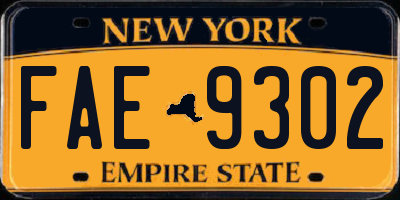 NY license plate FAE9302