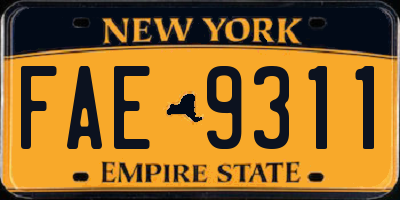 NY license plate FAE9311