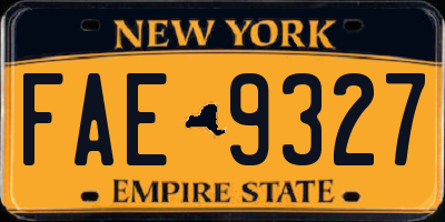 NY license plate FAE9327