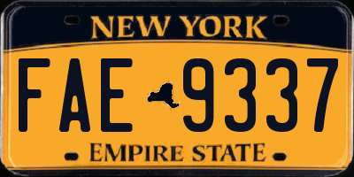 NY license plate FAE9337