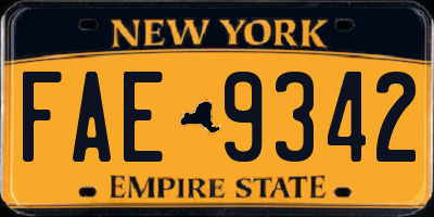 NY license plate FAE9342