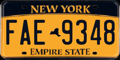 NY license plate FAE9348