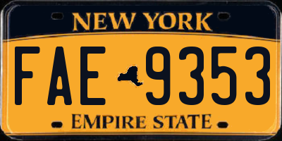 NY license plate FAE9353