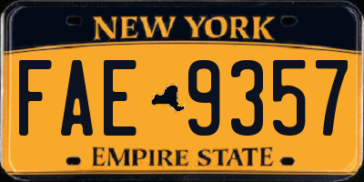 NY license plate FAE9357