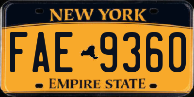 NY license plate FAE9360