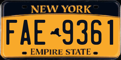 NY license plate FAE9361