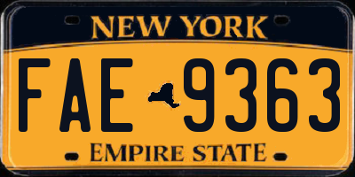 NY license plate FAE9363