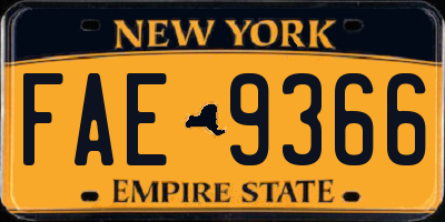 NY license plate FAE9366