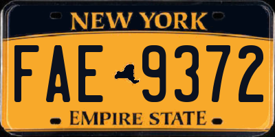 NY license plate FAE9372