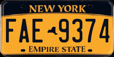 NY license plate FAE9374