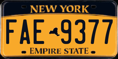 NY license plate FAE9377