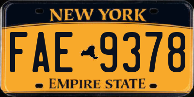 NY license plate FAE9378