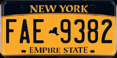 NY license plate FAE9382