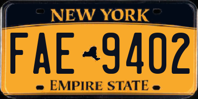 NY license plate FAE9402