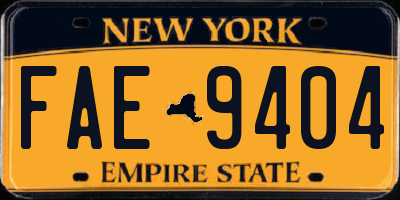 NY license plate FAE9404