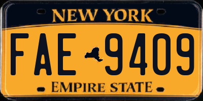 NY license plate FAE9409