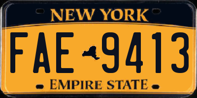 NY license plate FAE9413