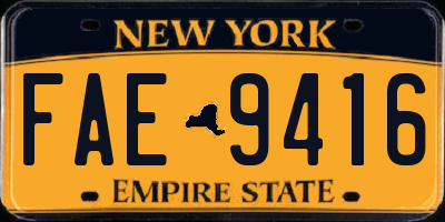 NY license plate FAE9416