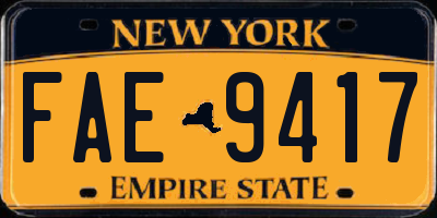 NY license plate FAE9417