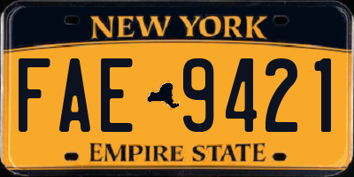 NY license plate FAE9421