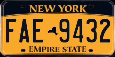 NY license plate FAE9432