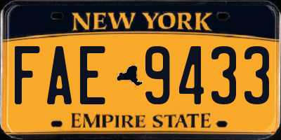 NY license plate FAE9433