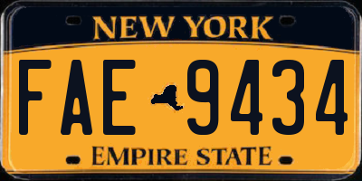 NY license plate FAE9434