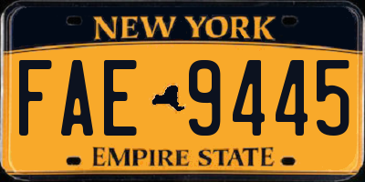 NY license plate FAE9445