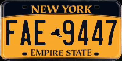 NY license plate FAE9447