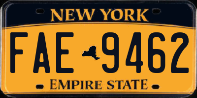 NY license plate FAE9462