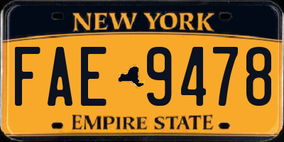 NY license plate FAE9478